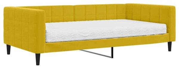 Sofa z materacem do spania, żółta, 100x200 cm, aksamit