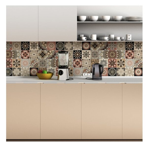 Zestaw 24 naklejek ściennych Ambiance Wall Stickers Tiles Piura, 10x10 cm