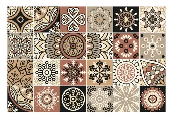 Zestaw 24 naklejek ściennych Ambiance Wall Stickers Tiles Piura, 10x10 cm