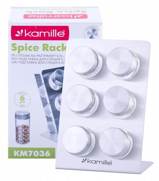 Stalowy pojemnik przyprawnik na przyprawy 6-ele KAMILLE