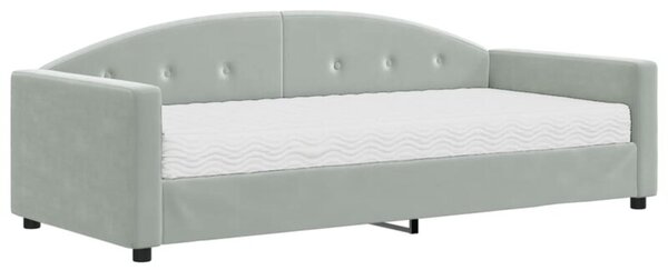 Sofa z materacem do spania, jasnoszara, 90x190 cm, aksamit