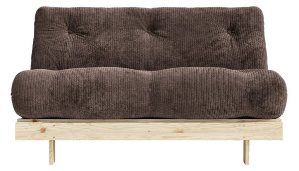 Ciemnobrązowa sztruksowa rozkładana sofa 140 cm Roots – Karup