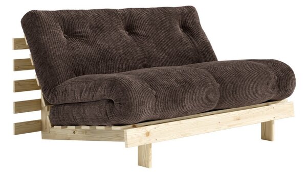 Ciemnobrązowa sztruksowa rozkładana sofa 140 cm Roots – Karup