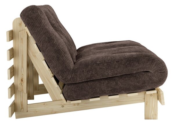 Ciemnobrązowa sztruksowa rozkładana sofa 140 cm Roots – Karup