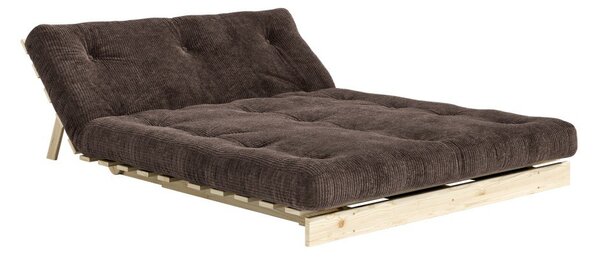 Ciemnobrązowa sztruksowa rozkładana sofa 140 cm Roots – Karup