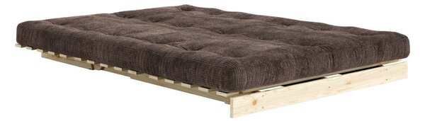 Ciemnobrązowa sztruksowa rozkładana sofa 140 cm Roots – Karup