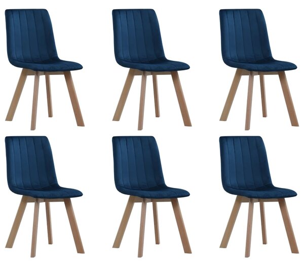 Krzesła stołowe, 6 szt., niebieskie, aksamit
