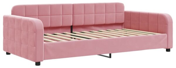 Sofa z funkcją spania, różowa, 100x200 cm, obita aksamitem