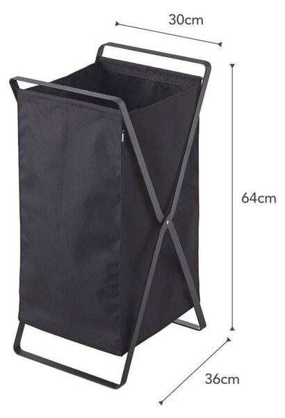 Czarny składany kosz na pranie YAMAZAKI Tower Laundry