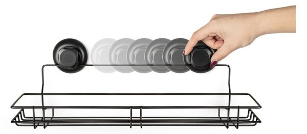 Czarna samoprzylepna półka kuchenna Compactor Bestlock Black Kitchen Shelf, 45,5x12 cm