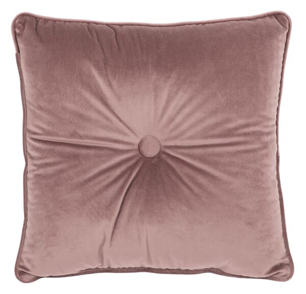 Jasnoróżowa poduszka Tiseco Home Studio Velvet Button, 45x45 cm