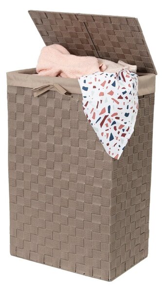 Brązowy kosz na pranie z pokrywką Compactor Laundry Basket Linen, wys. 60 cm
