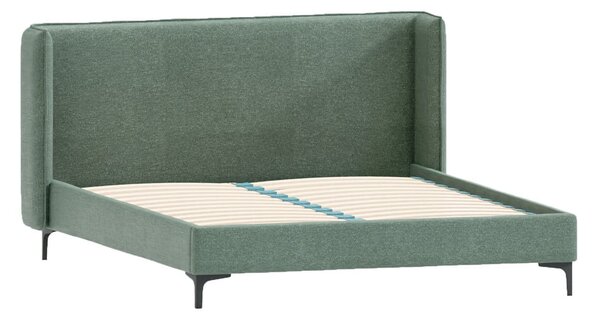 Zielone tapicerowane łóżko dwuosobowe ze stelażem 200x200 cm Basti – Ropez