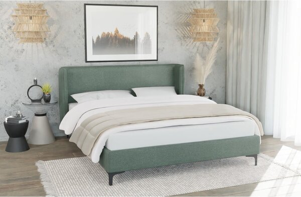 Zielone tapicerowane łóżko ze stelażem 90x200 cm Basti – Ropez