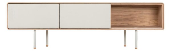Biało-naturalna szafka pod TV z litego drewna dębowego 160x48 cm Fina – Gazzda