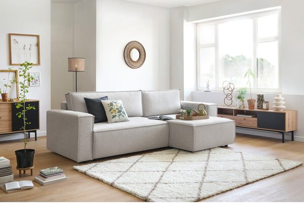 Beżowy rozkładany narożnik (strona zmienna) Nihad – Bobochic Paris