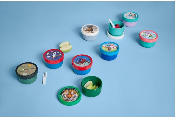 Jasnozielony plastikowy pojemnik śniadaniowy dla dzieci Little Farm by Little Dutch – Mepal