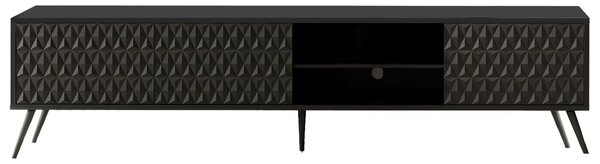 Czarna ryflowana szafka pod telewizor 175 cm C1-F22