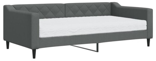 Sofa z materacem, ciemnoszara, 90x190 cm, tkanina