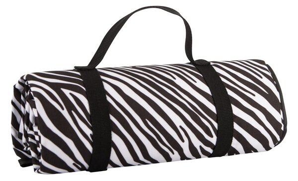 Czarno-biały koc piknikowy Navigate Zebra Stripes, 150x140 cm