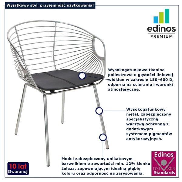 Srebrne designerskie krzesło metalowe L9-T50