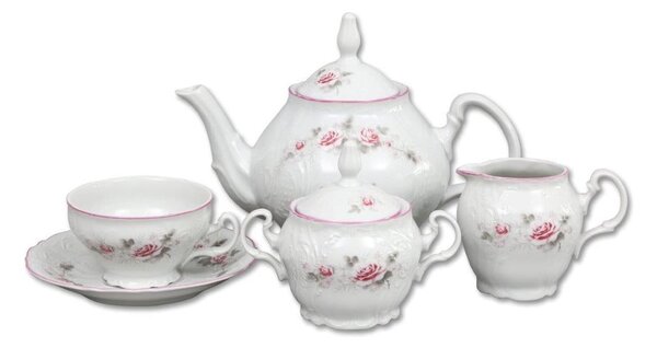 Porcelanowy zestaw na herbatę w róże Thun Bernadotte
