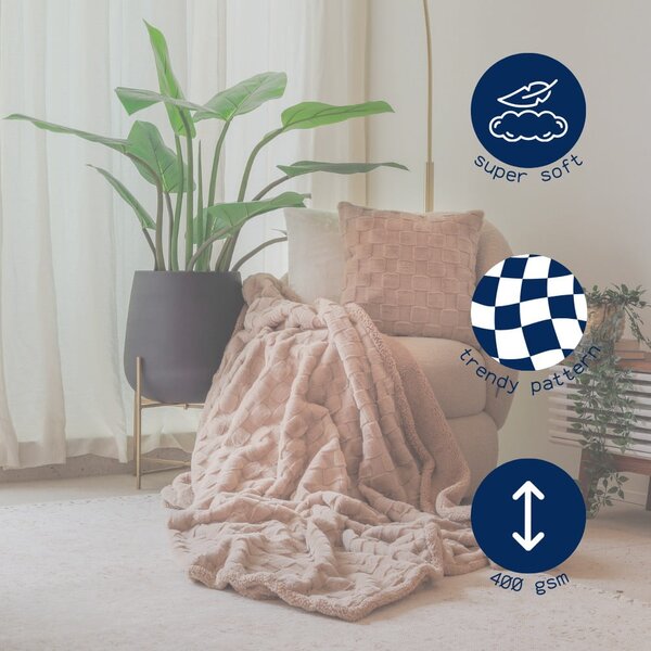 Beżowy koc z mikropluszu 150x200 cm Rava – Tiseco Home Studio
