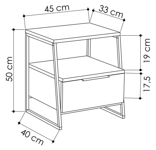 Szafka nocna z półką Pal – Kalune Design