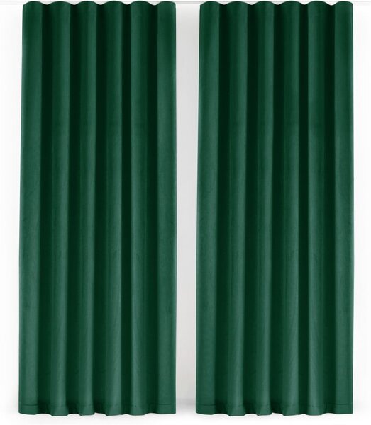 Zielona aksamitna zasłona częściowo zaciemniająca (dimout) 140x250 cm Velto – Filumi