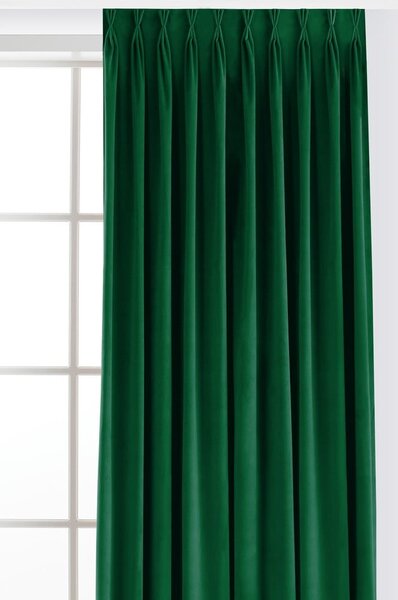 Zielona aksamitna zasłona częściowo zaciemniająca (dimout) 140x250 cm Velto – Filumi