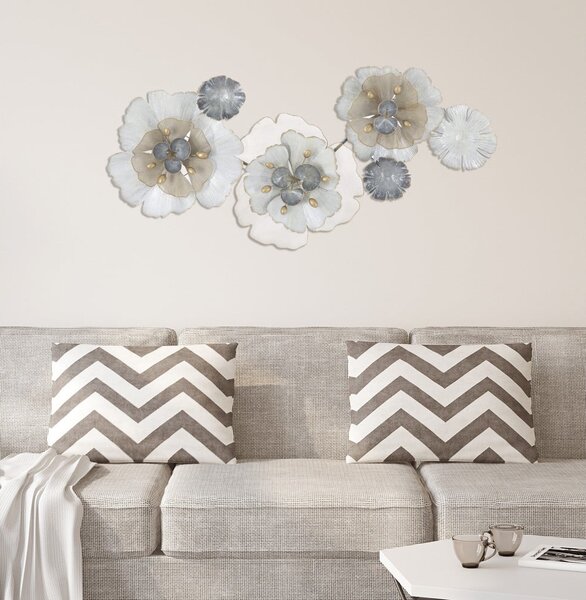 Metalowa dekoracja ścienna Mauro Ferretti Flowery, 119x60 cm