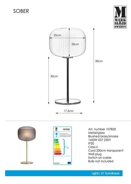 Lampa stołowa Markslöjd Sober Smoke