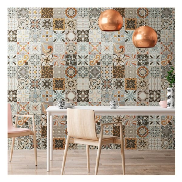 Zestaw 30 naklejek ściennych Ambiance Wall Decal Cement Tiles Bali, 15x15 cm