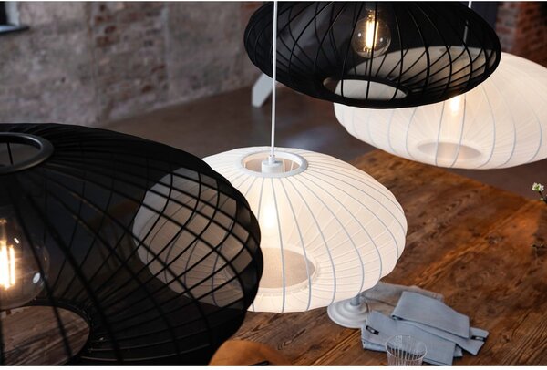 Biała lampa wisząca z tekstylnym kloszem ø 60 cm Florence – Markslöjd