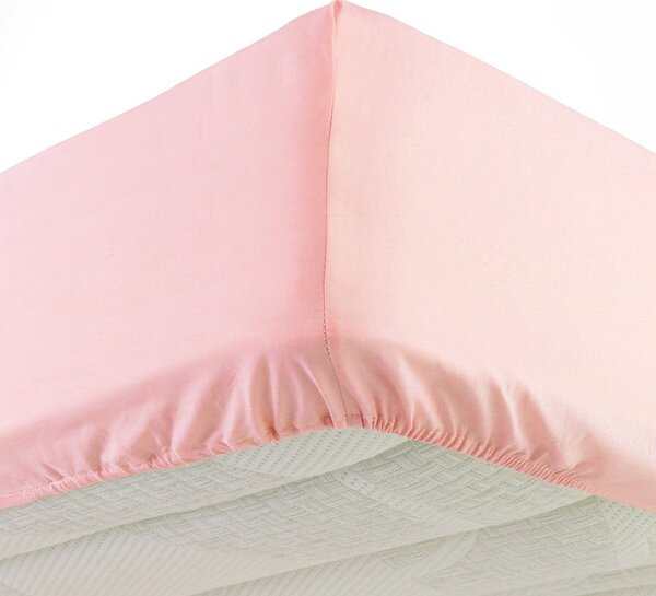 Różowe dżerzejowe prześcieradło z gumką 160x200 cm Jersy – douceur d'intérieur