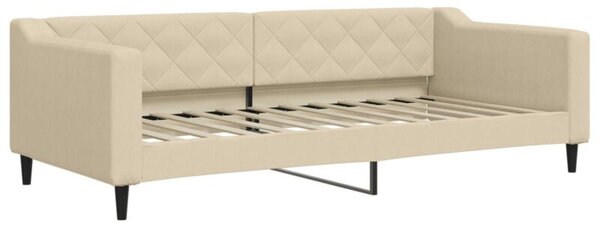 Sofa z funkcją spania, kremowe, 90x200 cm, obita tkaniną