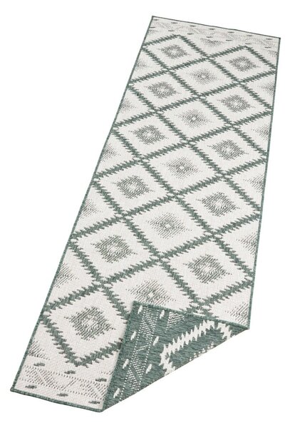 Zielono-kremowy chodnik odpowiedni na zewnątrz NORTHRUGS Malibu, 250x80 cm