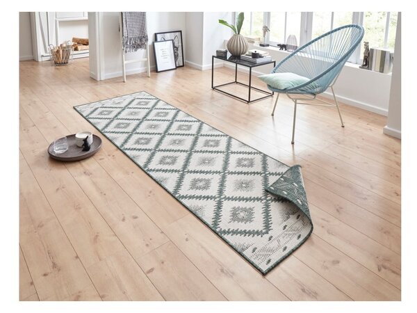 Zielono-kremowy chodnik odpowiedni na zewnątrz NORTHRUGS Malibu, 250x80 cm