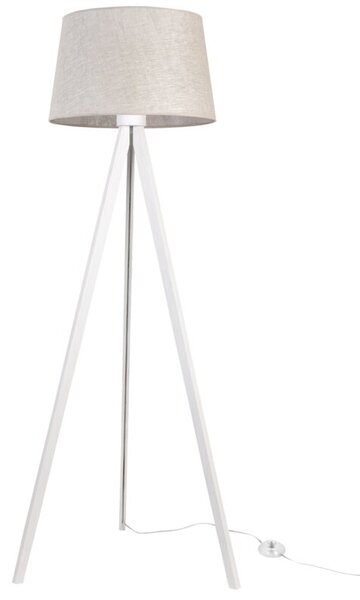 Lampa podłogowa trójnóg biały Light Home LH Len 1xE27 44cm abażur stożek jasny beżowy L01