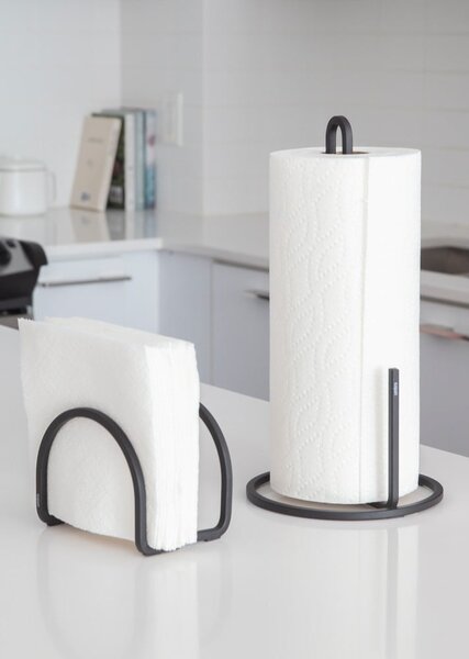 Czarny stalowy stojak na ręczniki kuchenne ø 17 cm Squire – Umbra