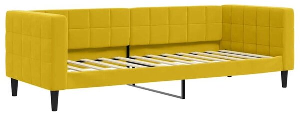 Sofa z funkcją spania, żółta, 80x200 cm, obita aksamitem
