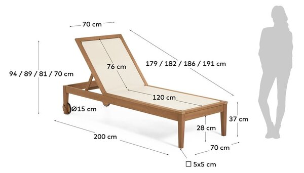 Beżowy drewniany regulowany leżak ogrodowy Caterin – Kave Home