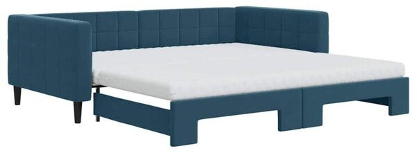 Sofa rozsuwana z materacami, niebieska, 100x200 cm, aksamit
