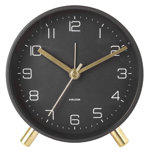 Czarny budzik Karlsson Lofty, ø 11 cm