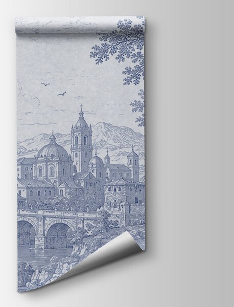 Fototapeta Rysunek przedstawiający miasto i rzekę, Fototapety Natura, Popularne Fototapety, t00972 - Tapeko.pl