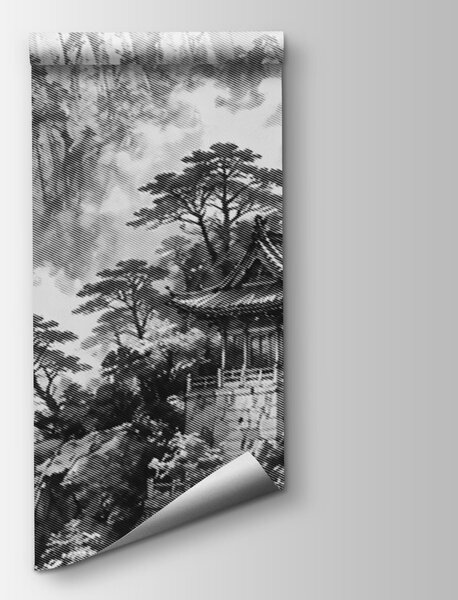 Fototapeta Obraz przedstawiający budynek na górze, Fototapety Ogrody japońskie, Popularne Fototapety, t00973 - Tapeko.pl