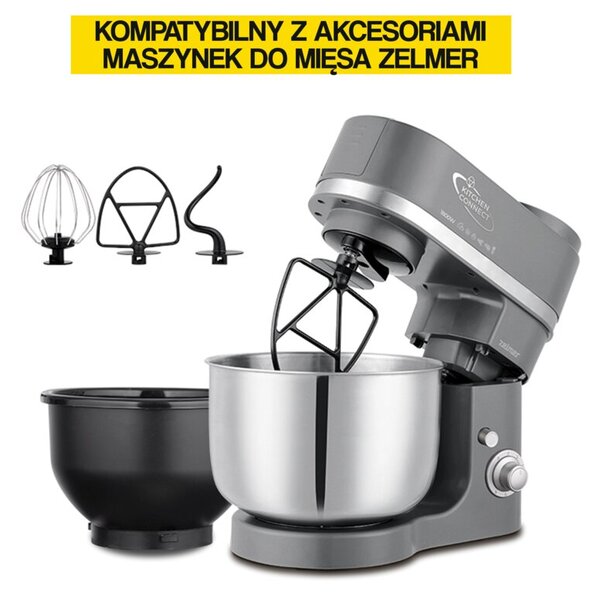 Robot kuchenny planetarny ZELMER ZKR9000 1800W (2 misy w zestawie) kompatybilne z akcesoriami maszynek do mięsa Zelmer