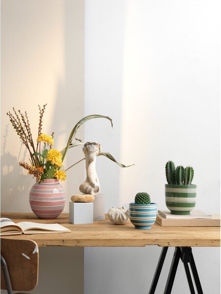 Biało-zielona ceramiczna doniczka Kähler Design Nuovo, ø 15 cm