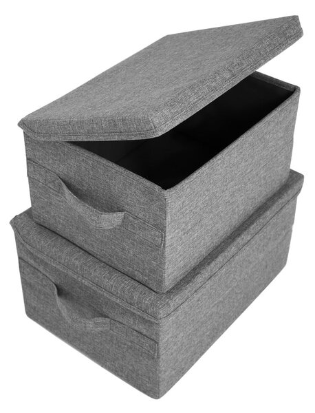 Szary tekstylny pojemnik z pokrywką 40x30x22 cm Soft Storage – Bigso