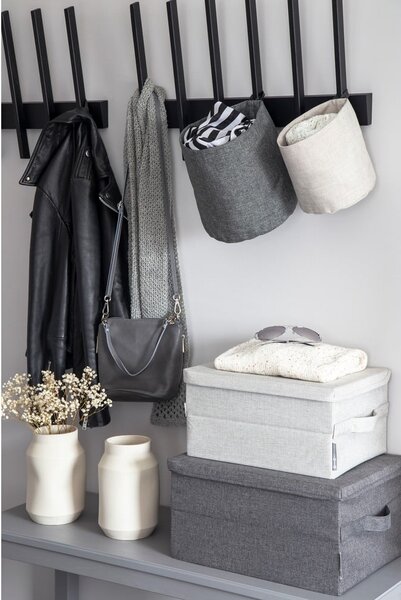 Szary tekstylny pojemnik z pokrywką 40x30x22 cm Soft Storage – Bigso